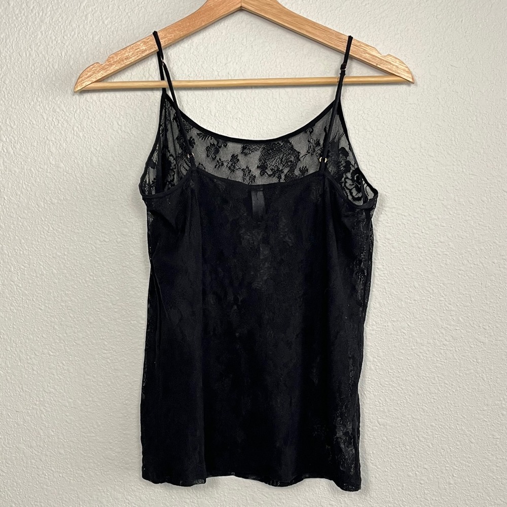 Natori‎ Underneath Black Lace Camisole Tank Top Sheer Size M  Boudoir Coquette